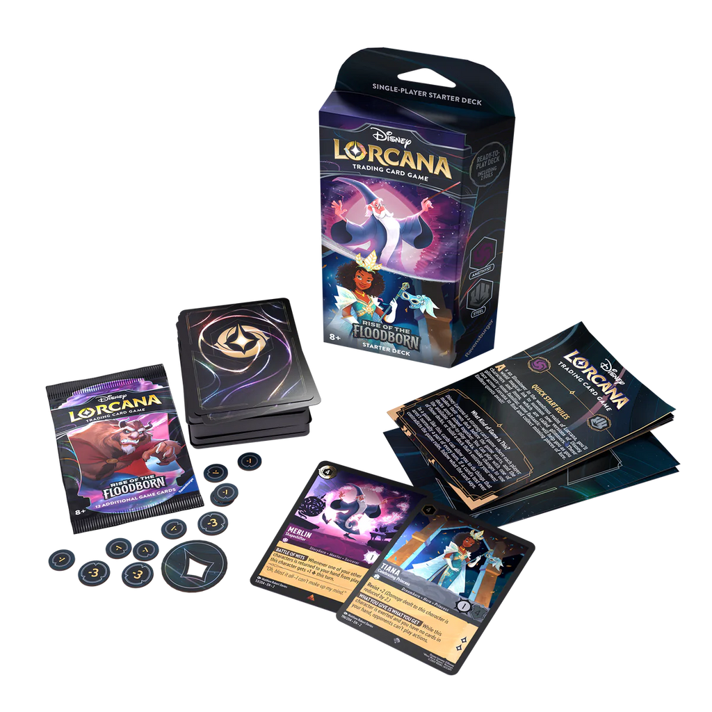 Disney Lorcana: Rise of the Floodborn Amethyst and Steel Starter Deck
