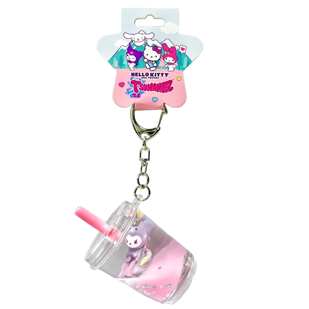 Hello Kitty Tsunameez Acrylic Keychain Boba Tea - Kuromi pink