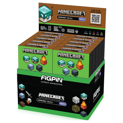 Minecraft Series 2 FiGPiN Mystery Mini Enamel Pin Display of 10