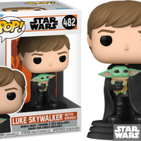 Funko POP Luke Skywalker holding Grogu Star Wars Mandalorian 482